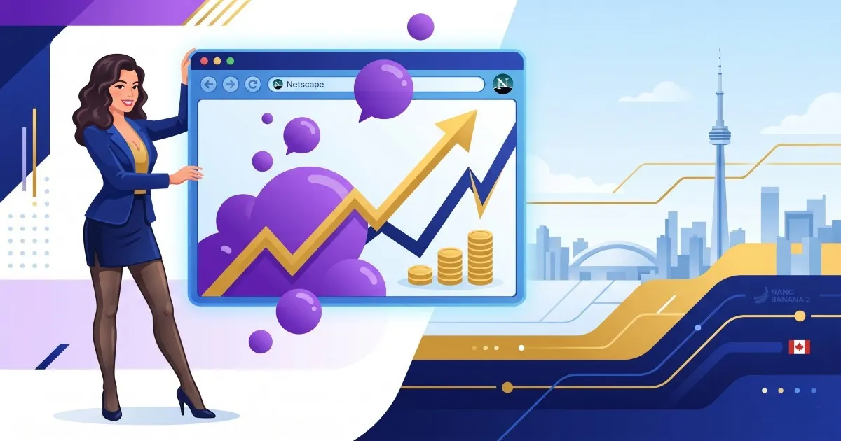 Navegador da bolha pontocom e gráfico de lucro mostrando a diferença entre hype da internet e valor real