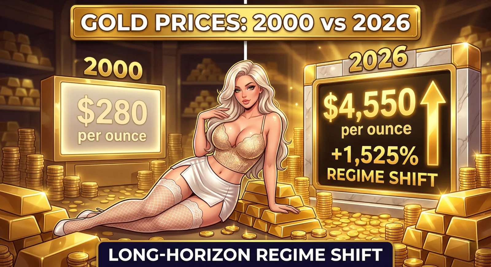 Infografía del oro 2000 a 2026